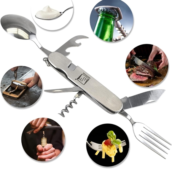 Wellmax Camping Grill Utensil Set w/bag, cutting board, knife, spatula, tongs - Picture 3 of 10